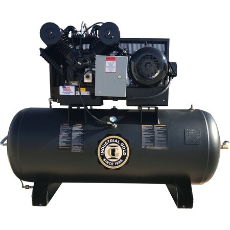 Industrial Gold 10Hp, 208-230V, 3 Phase, 60Hz, 120 Gallon, Horizontal Tank, Ci1023E120H CI1023E120H